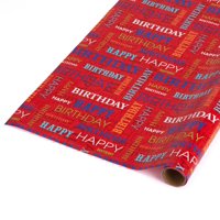 American Greetings Birthday Red Wrapping Paper, 22.5 Sq. Ft. Total