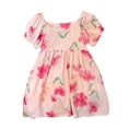 thumbnail image 4 of Iyufng Floral Printed Dresses for Girls A-line Dress Summer Short Sleeve Cotton Dresses, 4 of 5