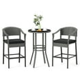 thumbnail image 5 of Gymax 3-Piece Patio Bar Set Outdoor Wicker Bar Height Round Table & Armchairs Set, 5 of 6
