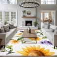 thumbnail image 4 of Rectangle Rug 5x8ft Area Rug, Spring Sunflower Purple Lavender Area Rugs for Living Room Bedroom, Green Watercolor Leaves Seamless Floor Mat Non-Slip Non-Shedding Carpet Indoor Accent Rugs, 4 of 8
