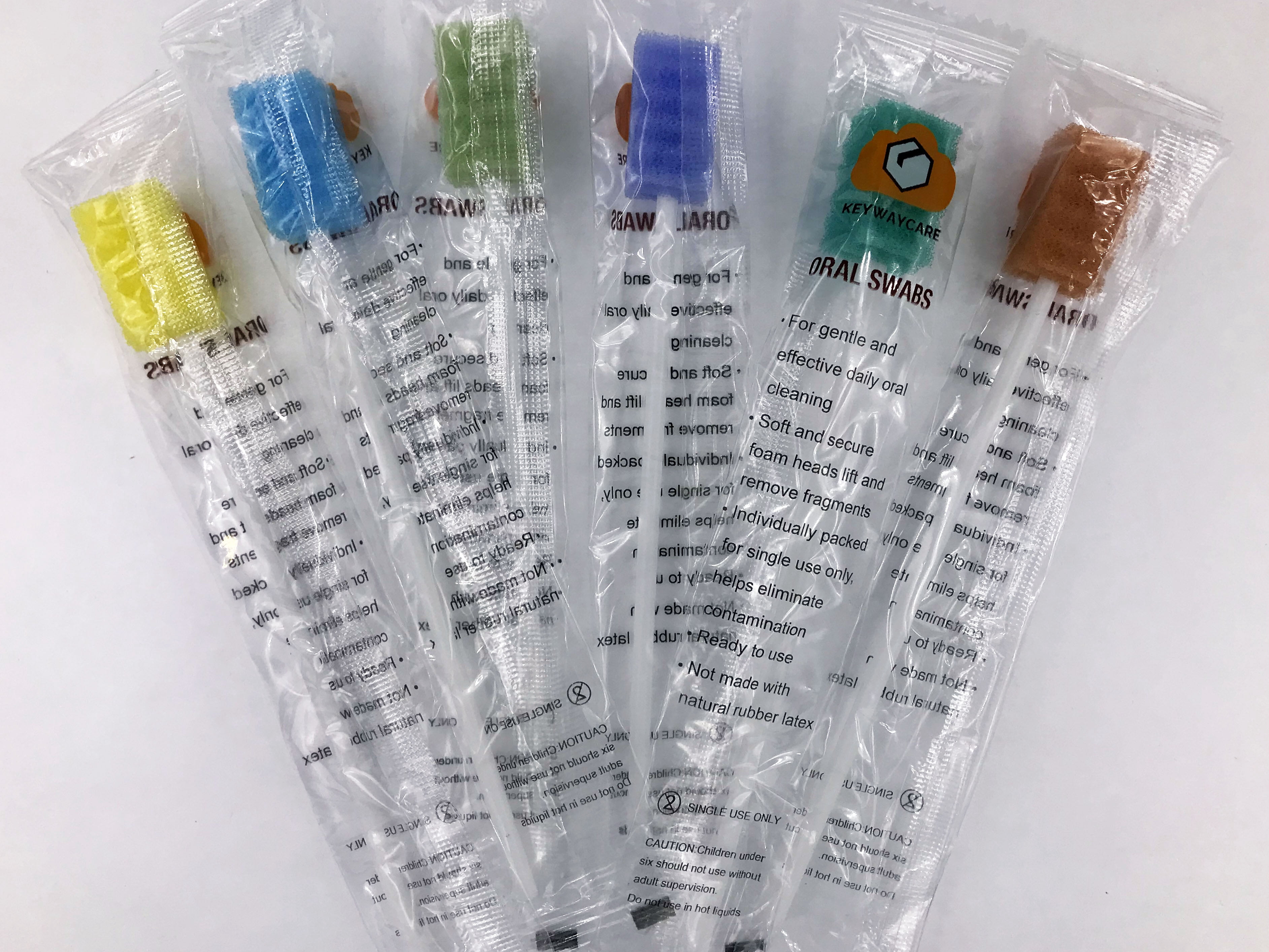 Oral Swabs Disposable 360 Pcs Each Individually Wrapped Packing Swabsticks Toothettes Mouth Swabs Sponge Dental Care Zigzag Wave Shaped Multi-color 6 Color Soft Foam Tip Oral Swabs