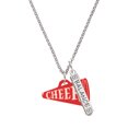 thumbnail image 1 of Delight Jewelry Acrylic 1.25" Red Cheer Megaphone Silvertone Balance Bar Charm Necklace, 23", 1 of 4