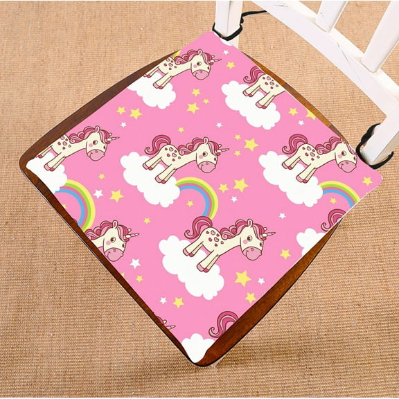 ABPHQTO Cute Unicorn Clouds Star Rainbow Chair Pad Seat Cushion Chair Cushion Floor Cushion Two Sides Printing 16x16 Inch