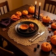 thumbnail image 4 of SLYNSHome Halloween Table Decor Round Lace Placemats,Gold PVC Hollow Out Heat Resistant Non-Slip Table Mats, Waterproof Oil Proof Washable Dining Party Supplies, 4 of 6