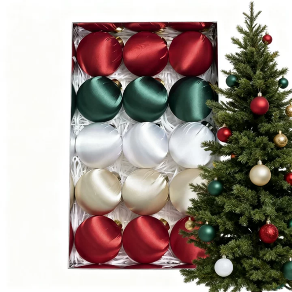 15 Pcs Satin Christmas Balls 3.15 Inch Luxury Christmas Tree Ball Ornaments Satin Plastic Xmas Decorative for DIY Xmas Holiday Party Indoor Decorations 
