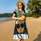 thumbnail image 4 of Fotbe Pineapple With Black Glasses Vestido Largo de Moda para Mujer, Vestido Tipo Camiseta con Manga Corta y Estilo Casual a Rayas y Bloques de Color, 4 of 6