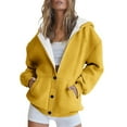 thumbnail image 4 of Duoif Women's Hoodies, Women's Long Sleeve Cardigan - Casual Button Pocket Design Womens Sweatshirt Yellow S, 4 of 8