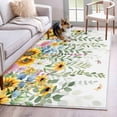thumbnail image 3 of Rectangle Area Rug 3x5ft,Sunflower Green Leaf Watercolor Washable Carpet Non-Slip Runner Accent Rugs Indoor Floor Mat for Bedroom Living Room Decor,Blossom Floral, 3 of 9