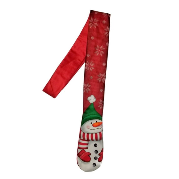 Men's Red Neck Tie Mitten Snowman Holiday Necktie