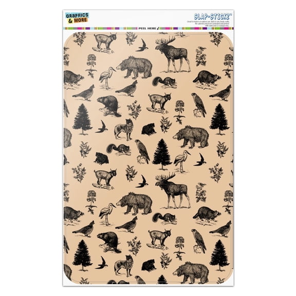 Forest Animals Pattern Moose Bear Wolf Raccoon Birds Home Business Office Sign