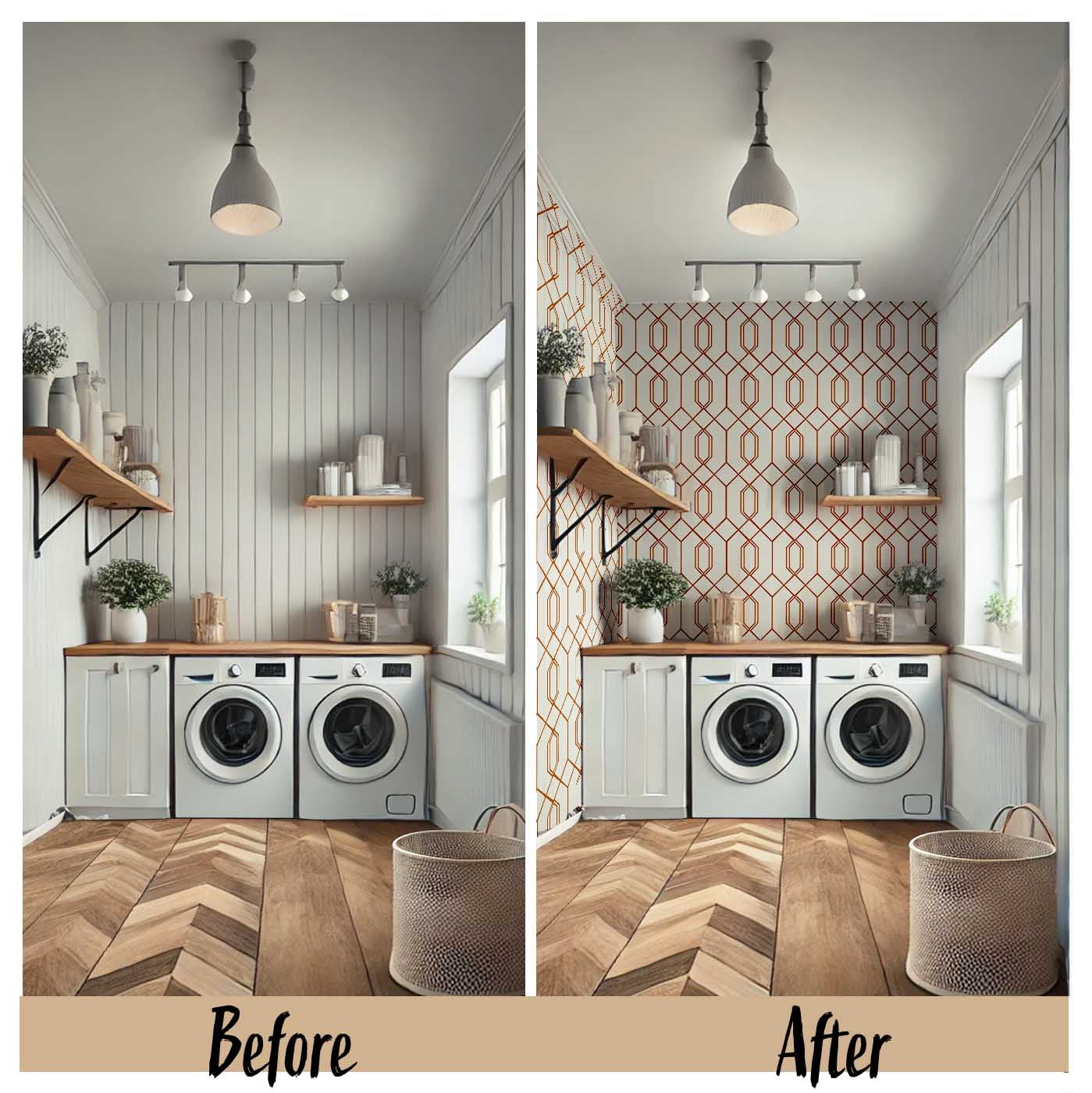 S4sassy Self Adhesive Wallpaper, Geometric Hexagon Line Print Wallpaper, Brown Removable DIY Vinyl Wall Covering, Peel and Stick Contact Paper for Entryway accent Wall, Easy Home Decor (25"x60")
