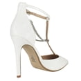thumbnail image 3 of Delicious Shoes Women Stiletto High Heels Removable Anklet Silver Chain Ankle Strap Pointy Toe MESA-S White Patent 7.5, 3 of 3