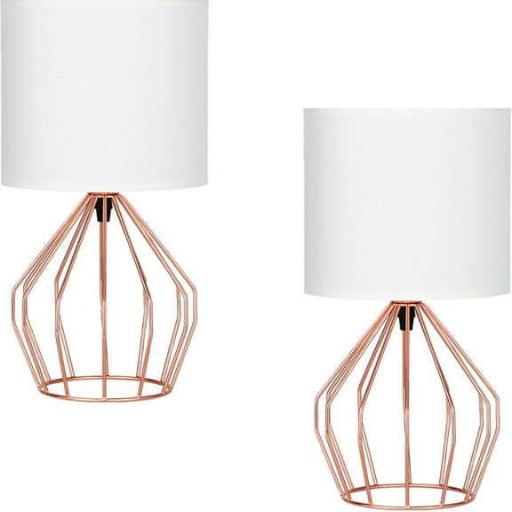 Oumilen Rosegold 2 Pack Table Lamps Hollow Base with Linen Shade