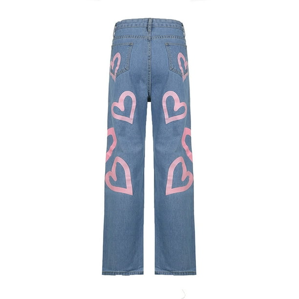Cheap Men's Women's Y2K Jeans Oversized Denim Pants Straight