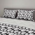 thumbnail image 2 of Leaves Comforter & Sham Bedding Set, Jungle Pattern Foliage Silhouettes Monochrome Composition Exotic Monsteras, 3 pcs Duvet Set Microfiber Filling Quilt, 5 Sizes, Black and White, by Ambesonne, 2 of 4