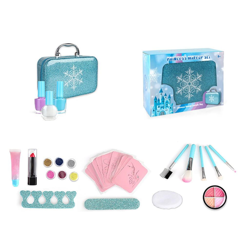 TureClos Gilrs Makeup Set Washable NonToxic Little Girl Makeup Toy with Carrying Bag Cosmetic
