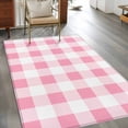 thumbnail image 2 of Hallway Runner Rug 2.7'x5', Pink Checkered Long Non-slip Runner Rugs, Pink White Buffalo Plaid Washable Outdoor Indoor Throw Floor Carpet Mat for Living Room/Bedroom/Kitchen/Office/Laundry, 2 of 9