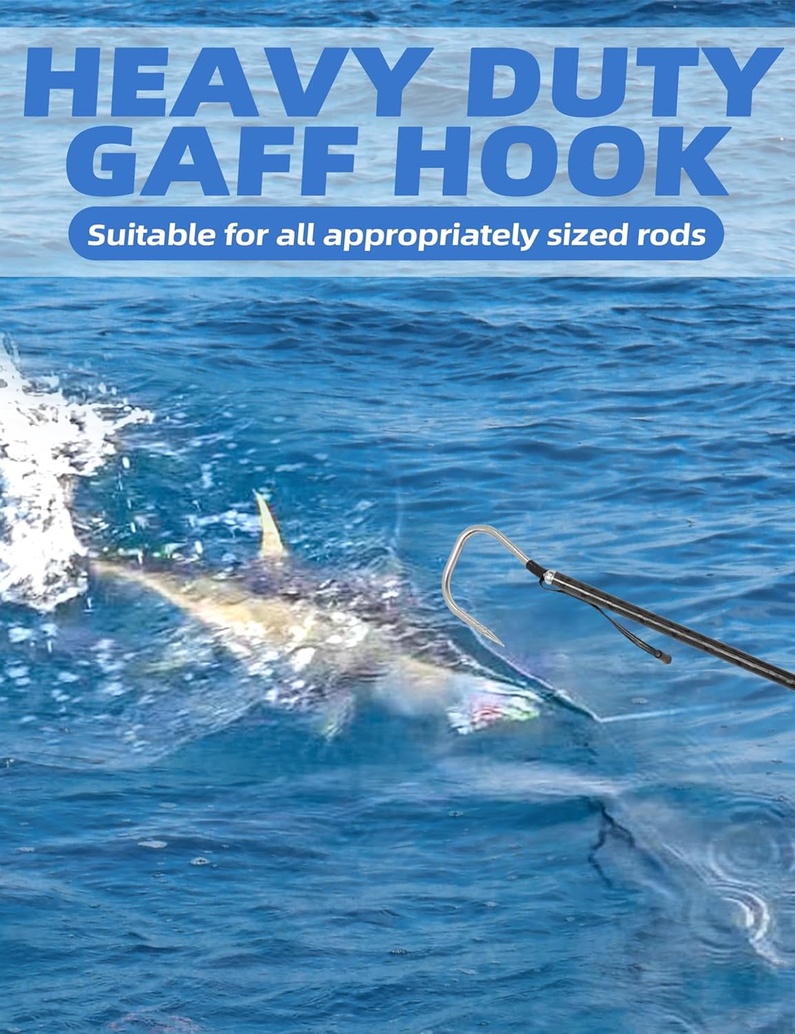 BLUEWING Fishing Gaff Hook Extra Sharp 316 Stainless Steel Spear Hook for Fishing Gaff Saltwater Harpoon Hook with Protection Cover for Mahi Mahi Tuna Wahoo 1pc, 2in, Model B