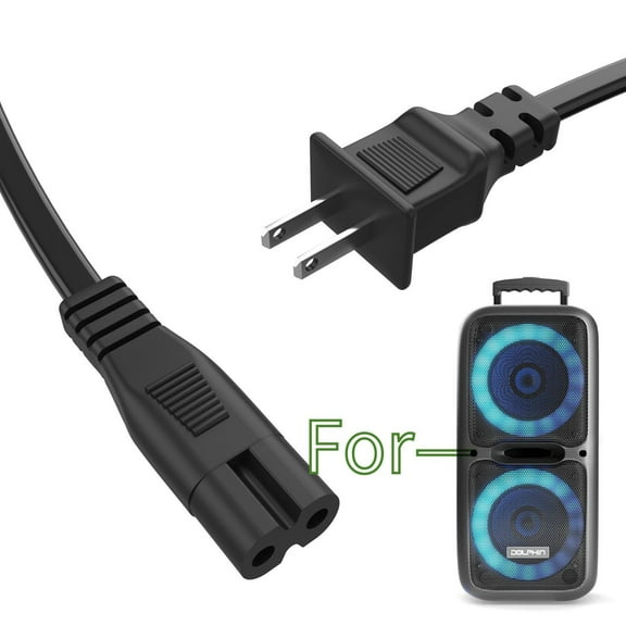 K-MAINS 2-Prong AC IN Power Cord Comaptible With Dolphin SP-210RBT SP-212RBT Party Speaker