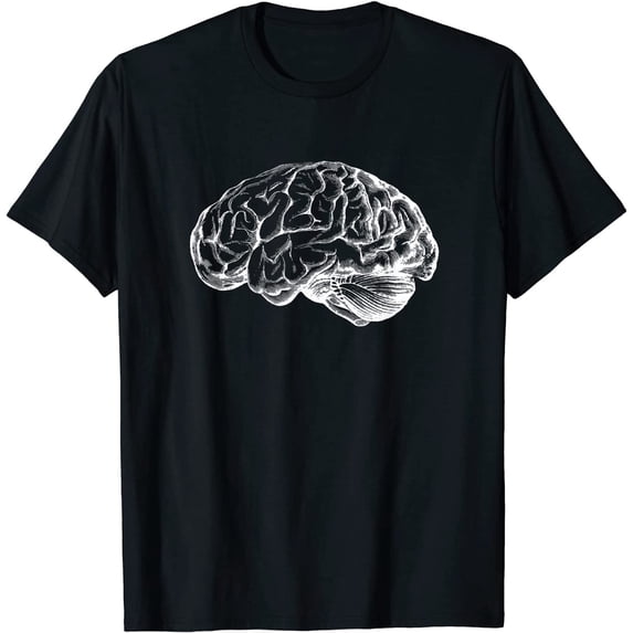 Human Brain Hand Drawn Cerebral Cortex Brainpower Men Women T-Shirt