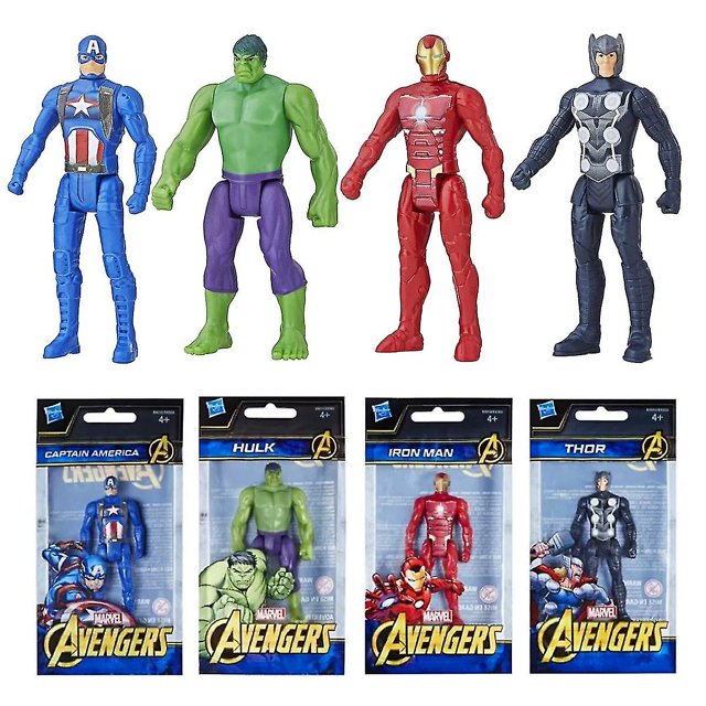 4-pack Marvel Avengers Mini Figuras 10cm Hulk Iron Man Thor Capitán América kaili Sencillez