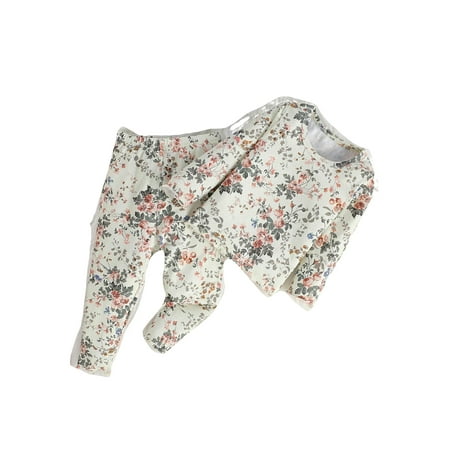 

Boho Ditsy Floral Print Round Neck Long Sleeve Apricot Baby Sets (Baby s)