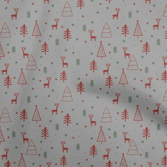 oneOone Viscose Chiffon Gray Fabric Christmas Doodle Fabric For Sewing Printed Craft Fabric By The Yard 42 Inch Wide