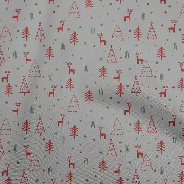 oneOone Rayon Gray Fabric Christmas Doodle Craft Projects Decor Fabric Printed By The Yard 56 Inch Wide