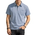 thumbnail image 2 of GrmtClth Polo Shirts for Men Short Sleeve 4 Button Golf Shirts Casual Classic Collar Tee Shirts Summer Fashion Soft Basic Tee with Pocket Light Blue XL, 2 of 7