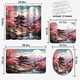 thumbnail image 2 of Juego de 4 cortinas de ducha con diseño de flores de cerezo abstractas, diseño de montaña con flores rosas japonesas y asiáticas, con 12 ganchos, juego de alfombrillas de baño, decoración de baño de, 2 of 4