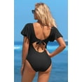 thumbnail image 5 of Attraco Womens One Piece Swimsuit Full Coverage Bathing Suit Tummy Control Deep V Neck Retro Ruffle Swimwear, 5 of 6