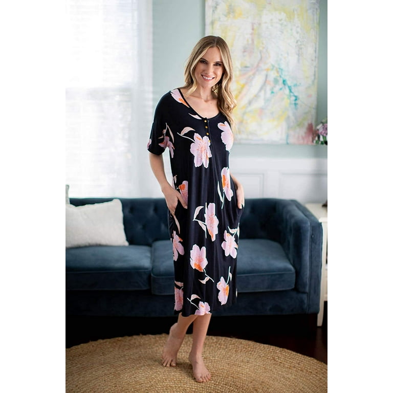 Baby Be Mine Modern House Dress Night Gown Sleep Shirt Nursing and Pregnancy Dress Lounge Dress Night Dress For Women Walmart