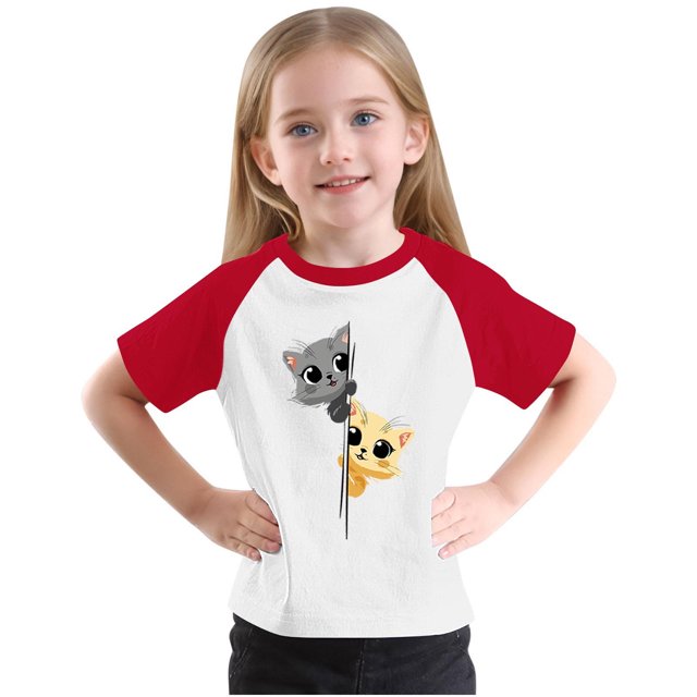 RXIRUCGD 2025 Vêtements d'Été pour Enfants Tout-Petits Garçons Filles Mode Mignon Col Rond Imprimé Manches Courtes Haut