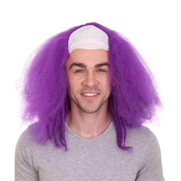 HPO Adult Men's Purple Bald Clown Wig, Best for Halloween, Flame-retardant Synthetic Fiber