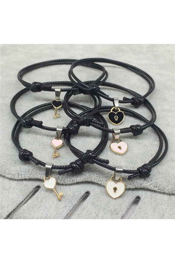 Couple Bracelets 1 Pair Couple Bracelet Chic Adjustable Resin Key Heart Lock Chain Bangle for Dating