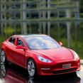 thumbnail image 5 of 1:32 Scale Model 3 Car Toy Pull Back with Sound and Light, Alloy Diecast Mini Vehicles Toys Tesla Car Model Collection Enthusiasts Gift Red, 5 of 7