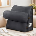 thumbnail image 6 of CJC Velvet Soft Triangular Wedge Pillow with Side Pocket, 3 in 1 Adjustable Bed Reading Pillow Bedrest Lumbar Neck Back Support Cushion, Gray Black, 6 of 9