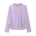thumbnail image 6 of TTUHYWXI Girls Long Sleeve Shirts Ruched Knot Side Tunic Blouse Tee Tops (Light Purple, 5-6 Years), 6 of 6