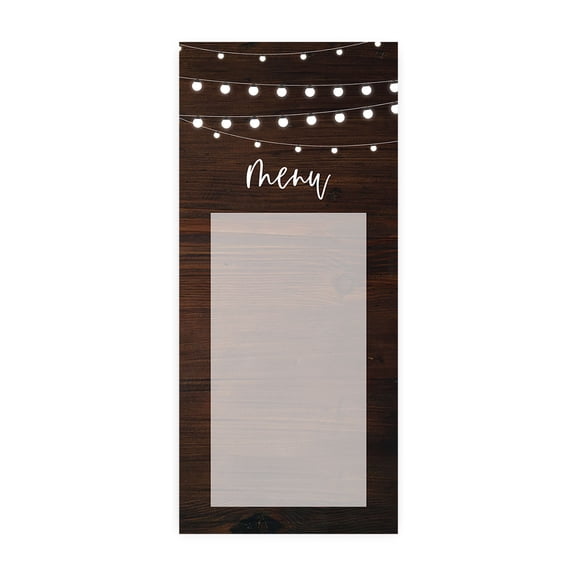 Koyal Wholesale Rustic Wood String Lights Printable Wedding Paper Menu Cards for DIY Printer, Pack of 52