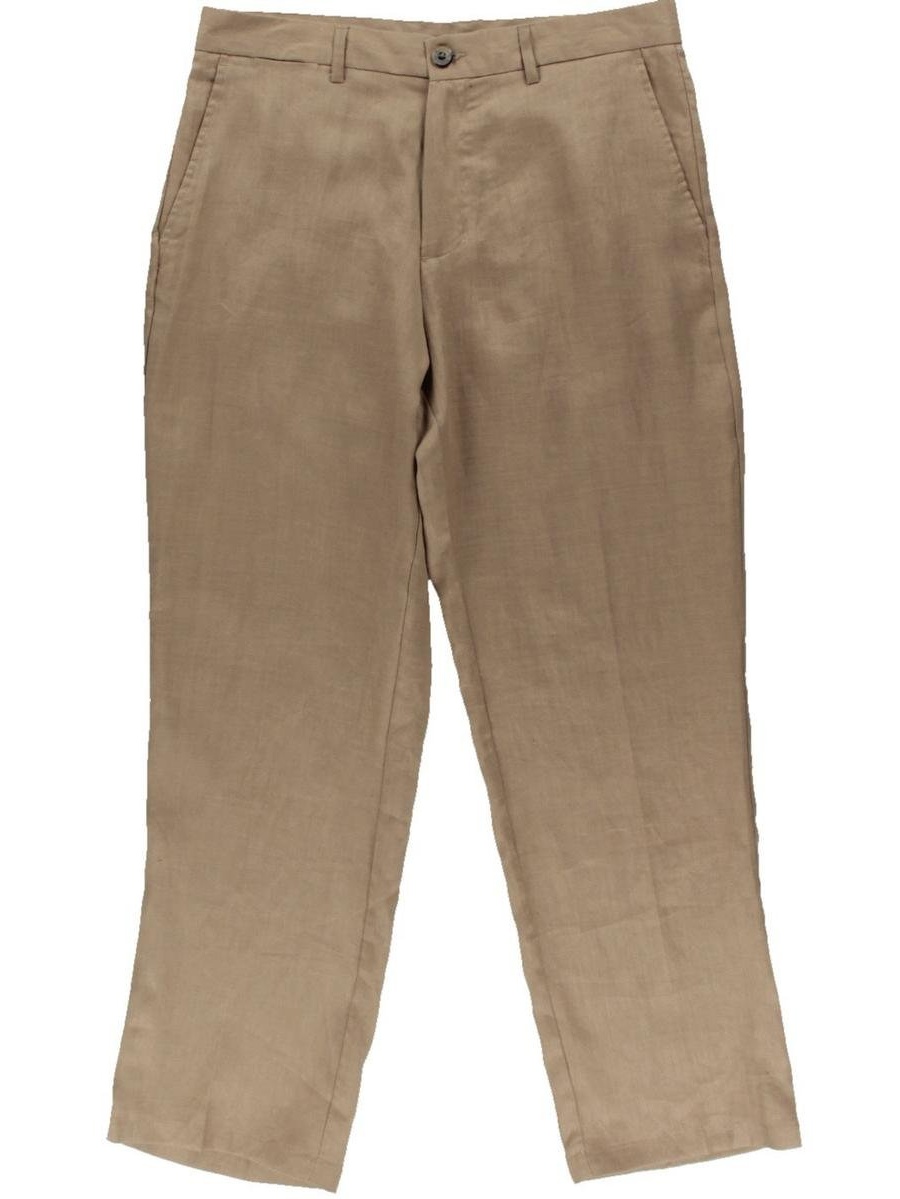 Tasso Elba Island Men's Flat Front Linen Casual Pants 36X30/SAFARI TAN ...