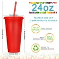 thumbnail image 4 of 15 Pack Tumbler with Straw and Lid Bulk Water Bottle Iced Coffee Travel Mug Cup Reusable Plastic Cups for Parties Birthdays 24-27 oz (Vivid Color), 4 of 31