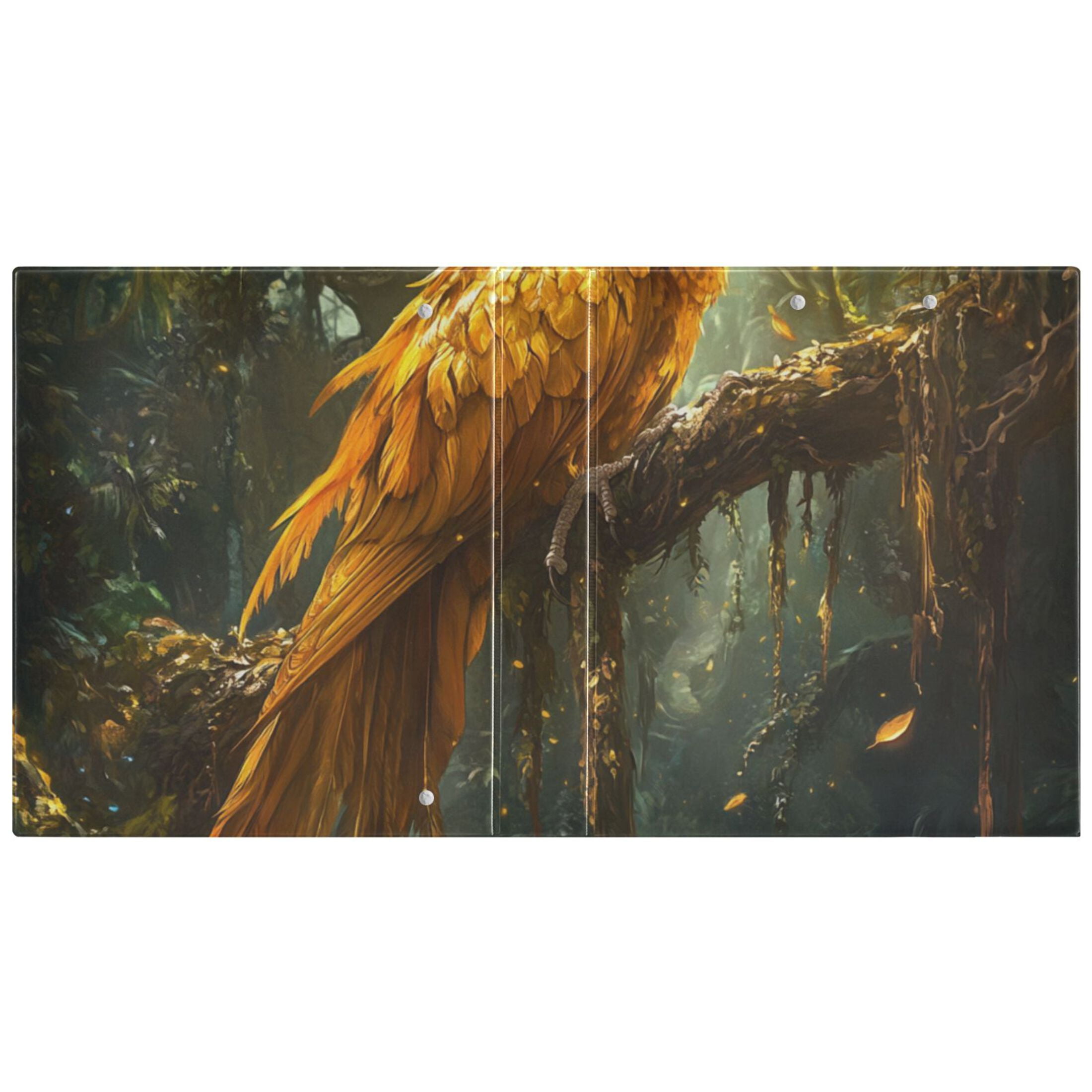 Gold Bird in Tree 3 Ring Binders 1.5 inch Hardcover File Folders with Interior Pockets A4 Size Organizer for School Office Hospital
