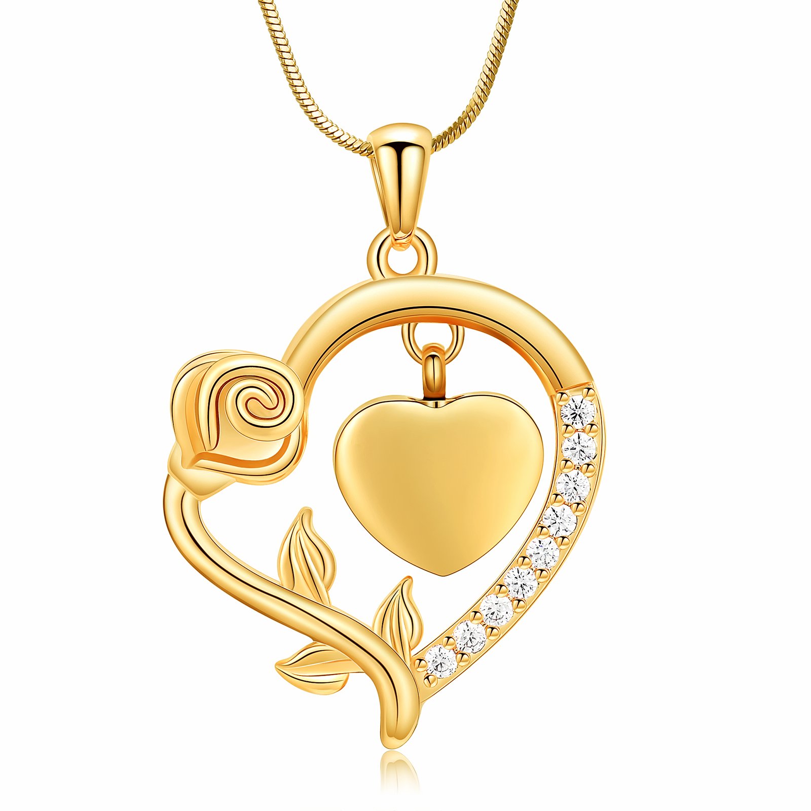 Urn Necklaces for Ashes - Rose Flower Heart Cremation Pendant Necklace Stainless Steel Urn Lockets Ashes Memorial Keepsake Jewelry Gifts for Women