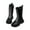 Black, variant on Big Girls Knee High Boots Rhinestone Strap Princess Shoes Mid-Calf Long Boot Autumn Winter PU Leather Boots Kids Low Heels Boot Side Zipper Booties Indoor Outdoor Cowgirl Cowboy School Shoes