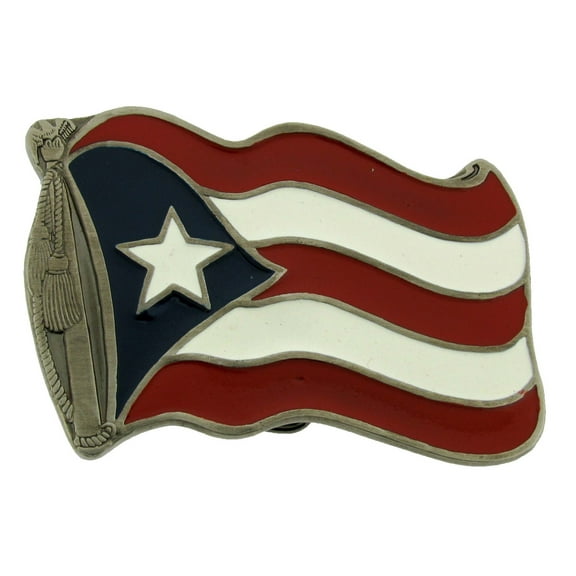 Puerto Rico United States Flag Belt Buckle Pewter Metal Mens Western Rodeo New