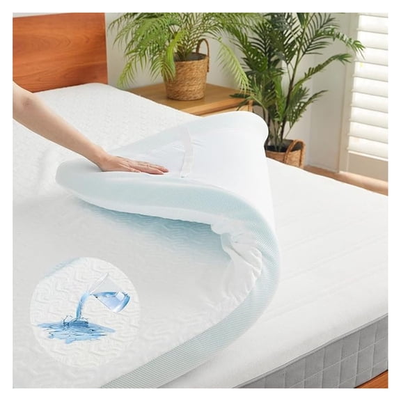Memory Foam Mattress Topper Queen Size 2 Inch Soft Mattress Topper Waterproof Bed Pillow Top Protector for Body Support & Pressure Relief, with Removable Cover, Breathable, White