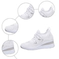 thumbnail image 5 of Women's Glitter Rhinestone Platform Wedge Slip On Sneakers Breathable Lace up Running Shoes Sparkly Lightweight Dressy Shoes White Size 9.5, 5 of 7