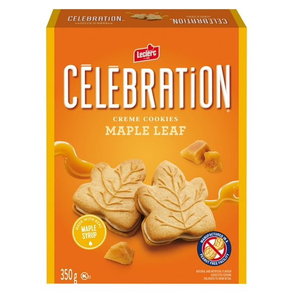 Celebration Leclerc Maple Leaf Creme Cookies, 350 g / Boxed Cookies
