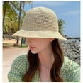 thumbnail image 6 of LinYooLi Womens Straw Sun Hat Woven Crochet Bucket Hat Fishing Hat Beach Hat Foldable Cap Solid Color Straw Summer Beach Hat, 6 of 7