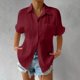 thumbnail image 1 of ICHUANYI Clearance Women's Color Short Sleeved Loose Fitting Shirt Button V-neck Color Shirt Tops(Wine, S) ICHUANYI WER2023080900749, 1 of 6